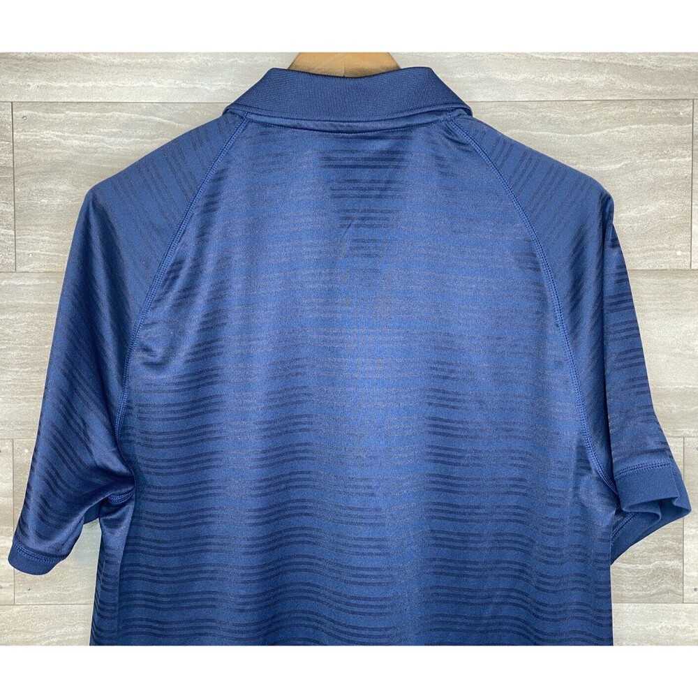 Adidas Valor Eagles Climalite Polo Navy Blue Striped Mens L Highschool Sport EUC - Picture 6 of 7